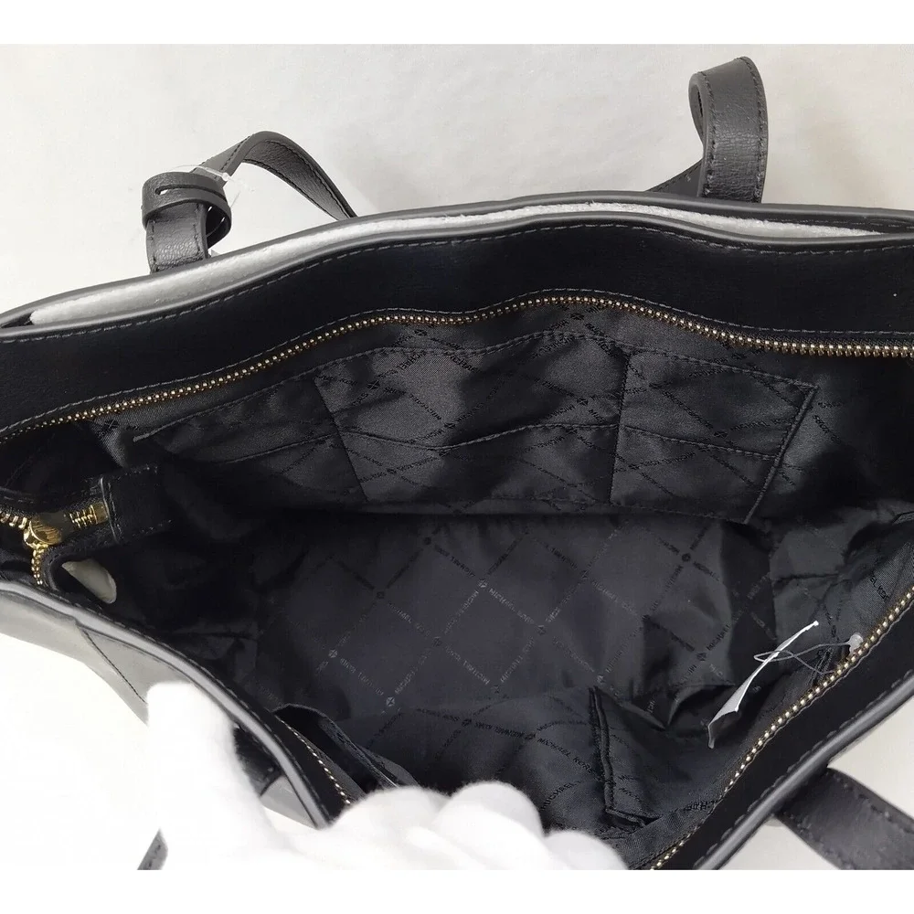 Michael Kors Rivington Black Leather Turnlock Double Handles Tote Bag - $278 - Picture 11 of 16